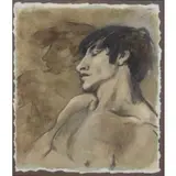 Emilio A Serio, Study of Head, Oil and Pastel on Toned Paper
