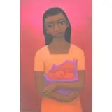 Luis Vezcali, Girl With Fruit, 1961, Oil On Masonite "Girl With Fruit"