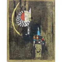 Abstract by Johnny Friedlaender, Aquatint Etching, sold Jun 2018