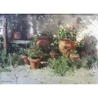 Potted Garden by Peter Beadle, 1992, Oil on Board, sold Jun 2018