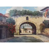 S. Oil on Canvas Martin, Village Scene
