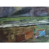 Alexander Rutsch, Abstracted Coastal Landscape, Pastel on Paper