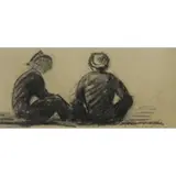 Judith Jacobson, Two Seated Figures, Charcoal