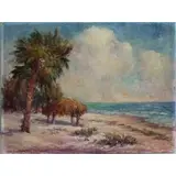 William Schuyler Hopper, Beach Landscape, Oil on Board