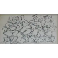 Abstracted Figures by Chaim Gross, Ink on Paper, sold Jun 2018