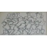 Chaim Gross, Abstracted Figures, Ink on Paper