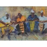 Janny Baylen, Musicians, Oil on Paper