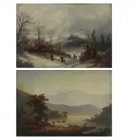 Untitled by Alexander F. Loemans, Two Oil on Board Landscapes, sold Apr 2018
