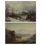 Alexander F. Loemans, Untitled, Two Oil on Board Landscapes