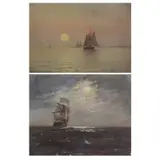 William Cowell, Untitled, Two Oil on Paper Seascapes