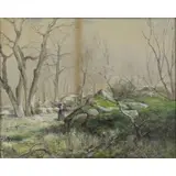 Harvey O. Young, A Grey Day, Forest of Fountainbleu France, 1897, Oil on Board