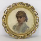 Ida Waugh, Portrait of a Young Woman, Oil on Vellum