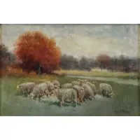 Charles Phelan, Sheep at Pasture, Oil on Canvas