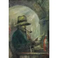 Glenn O. Coleman, Man with a Pipe, Oil on Canvas