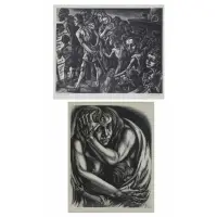 Intercepted by Isaac Friedlander, Two Woodcut Prints, sold Apr 2018