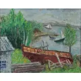 Philip Evergood, On The Lake, Oil on Canvas