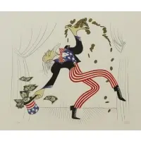 Uncle Sam by Al Hirschfeld, Color Lithograph "Uncle Sam" Pencil signed lower right, numbered 87/125 lower left, sold Apr 2018