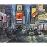 Loretta Feeney, Times Square at Night, Oil on Canvas
