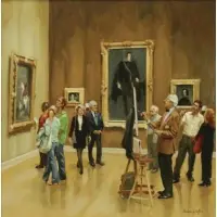 Elaine Coffee, Studying the Masters, Oil on Canvas