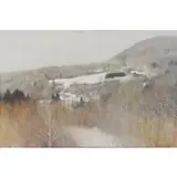 Barbara Wylan, Mountain Farm in Winter, 2000, Acrylic on Canvas
