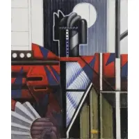 Nick de Angelis, Machine Man in Red, Oil on Canvas