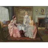 Carl Hirschberg, Afternoon Tea, Oil on Canvasboard
