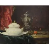 Gustave Barrier, Still Life, Oil on Panel