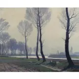 Georges Daubner, Tree Lined Path, Oil on Canvas