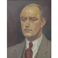 Portrait of Lt by Paul Swan, Oil on Board, sold Mar 2018