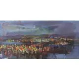 Zvi Meirovich, Haifa at Night, Oil on Canvas