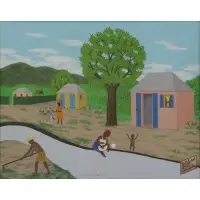 Antoine Obin, La Vie Paysanne, Oil on Board "La Vie Paysanne"