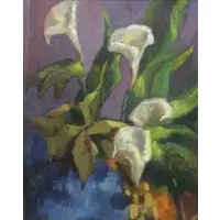 Loïs Mailou Jones, Lilies, Oil on Board