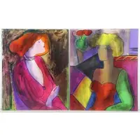Velature by Linda Le Kinff, Two Oil on Panel Portraits of Women, sold Mar 2018