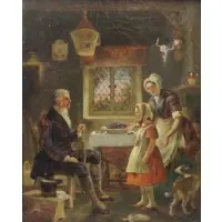 Thomas Faed, A Visit From the Squire, Oil on Canvas