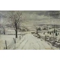 Matthew Kalmenoff, Winter Scene, Oil on Canvas