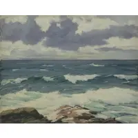 The Gray Blue Sea Bermuda by Gustave Cimiotti, Oil on Board, sold Feb 2018