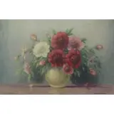 Gustave Wiegand, Still Life of Flowers in a Vase, Oil on Canvas