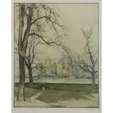 Luigi Kasimir, Lower Manhattan From Governor's Island, Etching and Aquatint