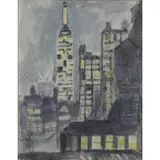 Bertram Hartman, New York Nocturne, Watercolor & Pencil