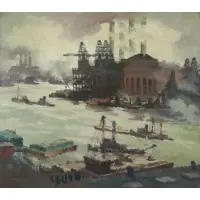 Kenneth G How, River Scene, Oil on Canvas