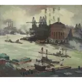 Kenneth G How, River Scene, Oil on Canvas