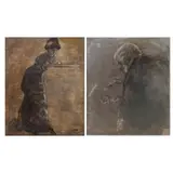 James Tissot, At the Louvre, Double Sided Oil on Board Study