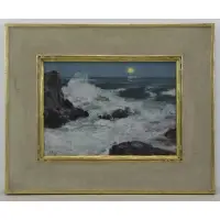 Howard Butler, Moonlit Seascape, Oil on Board