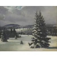 Vivian Akers, ...From S.W. Side of Pike Hill Norway, Maine Looking South to...Hill, Oil on Canvas