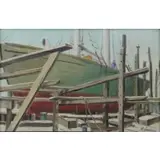 Henry Gasser, Boat in a Dry Dock, Oil on Board