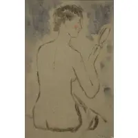Nude with Mirror, 1930 by Pere Pruna i Ocerans, Watercolor, sold Feb 2018