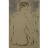 Pere Pruna i Ocerans, Nude with Mirror, 1930, Watercolor