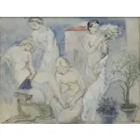 Les Baigneuses by Pere Pruna i Ocerans, Oil on Paper, sold Feb 2018