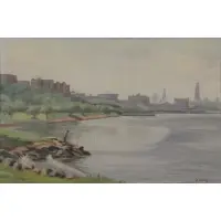 Isaac Holtz, The Hudson at Washington Heights, Oil on Canvas