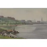 Isaac Holtz, The Hudson at Washington Heights, Oil on Canvas